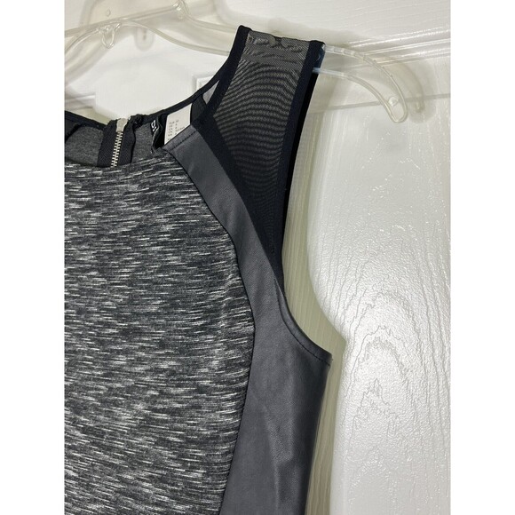 Womens DIVIDED H&M Black Faux Leather Bodycon Dress Size 6 Heathered Zip Back - Picture 3 of 7